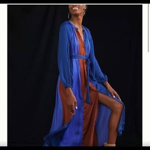 Maeve blue and cognac dress